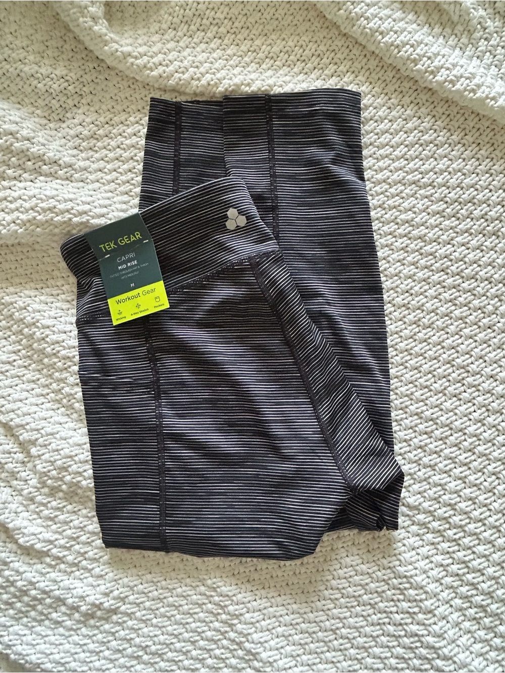 tek gear Black & White Striped Capri Leggings